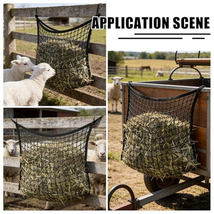2 Pcs Feed Hay Net Slow Feed Hay Bags for Horses Horse Feeding Supplies for Goats Sheep, 35.43x31.49inch - size: 35.43x31.49inch