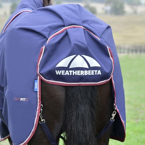 WeatherBeeta ComFiTec Essential Turnout Detach-A-Neck 220G, Navy/Burgundy, 75" - color: Navy/Burgundy, size: 75"