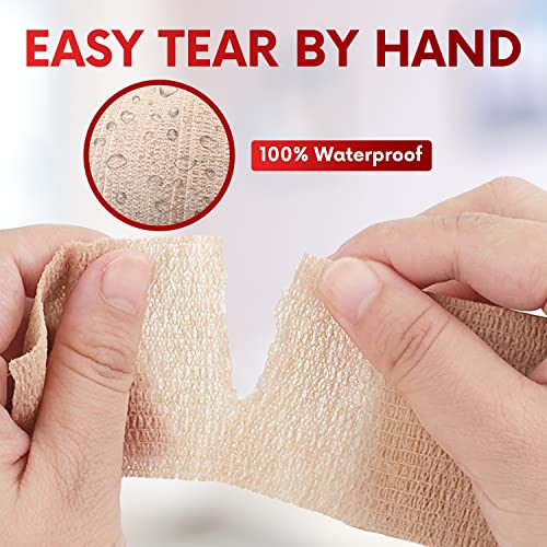 HEALQU Self Adhesive Bandage Wrap – 4" x 5 Yard, 12 Rolls Cohesive Tape for Athletic & Sports - Self Adherent Medical Tape, Flexible, Waterproof Elastic Bandages for Wrist & Ankle Vet Wrap for Dogs - size: 4 Inch Box of 12