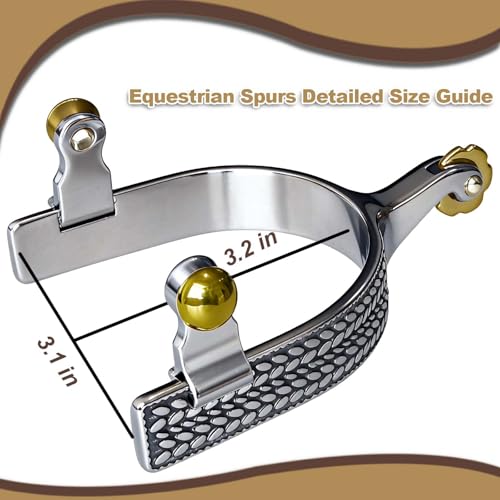 Professional Horse Spurs for Men & Women | Stainless Steel, Roller & Wheat Engraving, Includes 2 Leather Straps, English Western Riding, Equestrian Training Gear