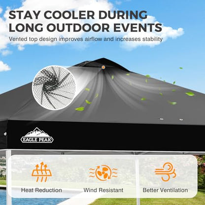 EAGLE PEAK 10x10 Pop Up Canopy Tent Easy Up Canopy Outdoor, Black - color: Black, size: 10x10