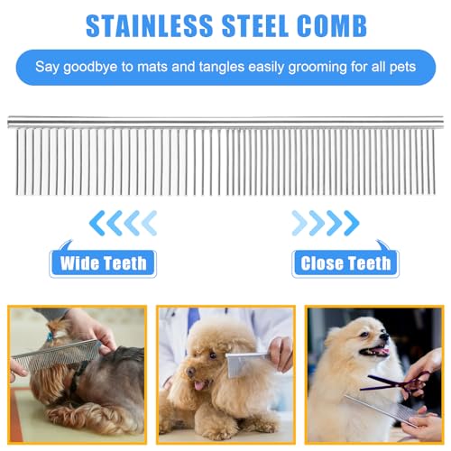 Complete Pet Grooming Solution by Dog - 9PCS Kit with Slicker Brush, Deshedding Tool, and Grooming Comb for All Breeds and Sizes, Promotes Healthy Skin and Coat - color: Pink, size: 10 PCS