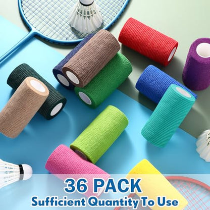 Treela 36 Pcs Self Adherent Bandage 4" X 5 Yard Wrap Breathable - color: Classic Color, size: 4" X 5 Yard