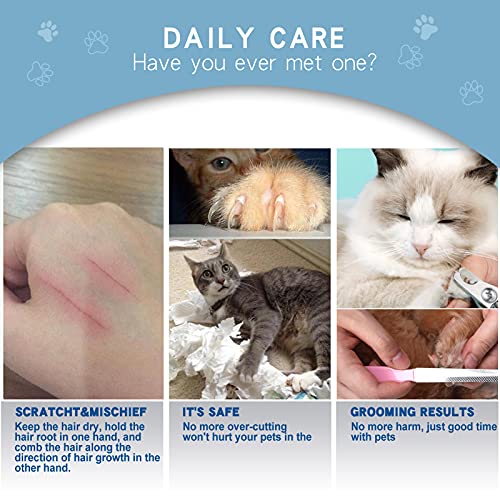 Deshedding Dog Brush - Undercoat Rake for Cats & Dogs - Double Sided Brush for Shedding and Dematting Comb Grooming Tool kit - Nail Clipper & Nail File - color: Blue(3 Pcs)