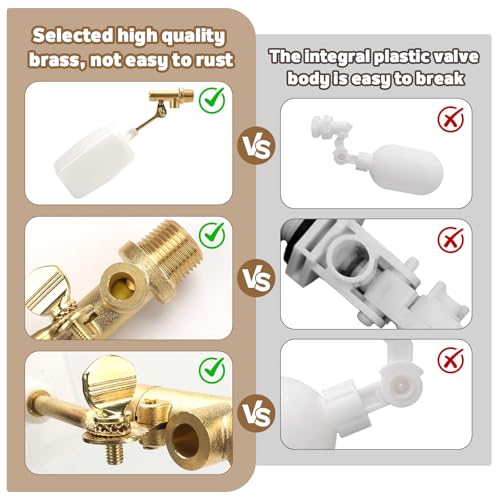 3/8" Water Float Valve, Brass Float Ball Valve, Heavy-Duty 125 PSI Automatic Water Level Controller, Adjustable Flow (2.25 GPM) for Fountains Pool Aquariums Water Trough Water Tank Ponds - color: C-3/8 Inch