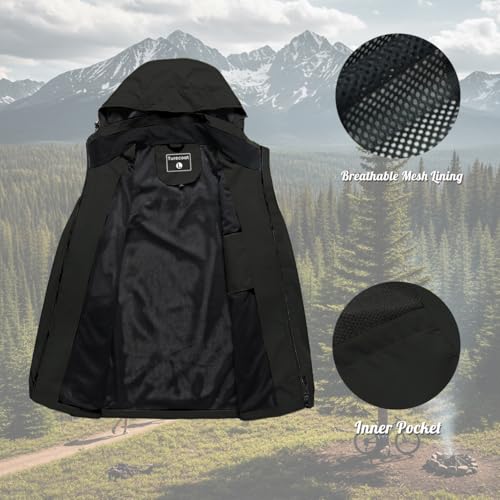 Men's Waterproof Shell Jacket, Lightweight Windbreaker Raincoat, Outdoor Trench Coat - color: Black, size: Medium