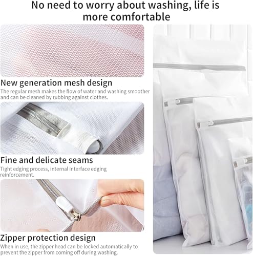 3Pcs Durable Honeycomb Mesh Laundry Bags for Delicates 16 x 20 Inches (3 Large) - size: Large
