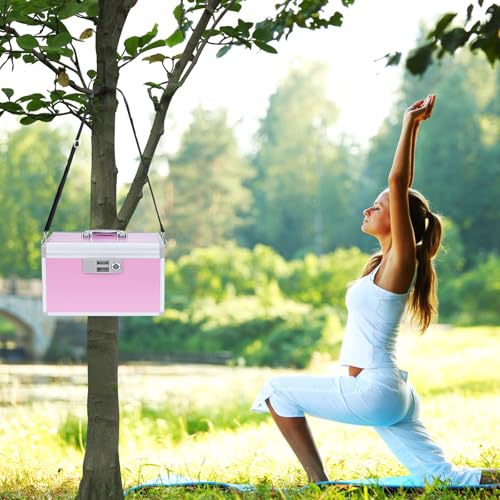 xydstay Large Medicine Lock Box, 14" x 7.9" x 8.7", Pink - size: 14x7.9x8.7 Inch (Pack of 1)