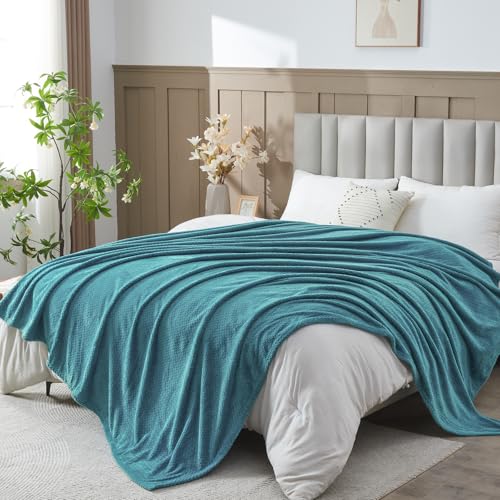 NEWCOSPLAY Fleece Leaves Pattern King Blanket, Dark Blue, 90"x110" | Super Soft Throw Blanket, Lightweight Cozy Bed Sofa Blanket, Premium Silky Flannel Fleece, Travel Blanket for All Season Use - color: Dark Blue, size: King(90"x110")
