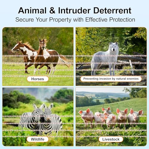 Solar Electric Fence Charger, 20 Miles 7.5W 0.5J for Livestock
