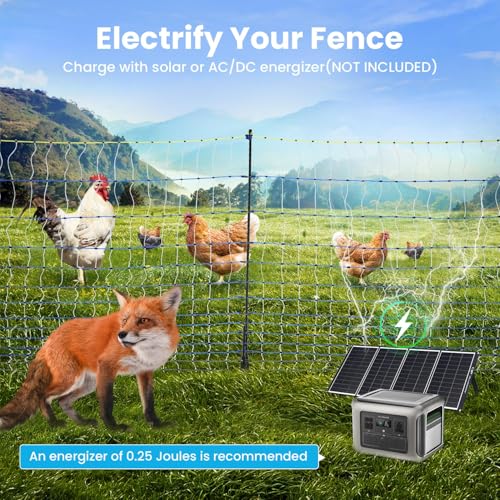 Electric Poultry Netting,47.2"H x 164'L Electric Chicken Fence for Chickens