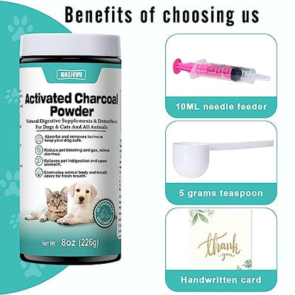 Activated Charcoal for Dogs, Cats, and All Pets, Pet First Aid Kit Antidote for Poisoning, Indigestion & Diarrhea, Gas Relief, 8 oz (Powder) - size: 8oz