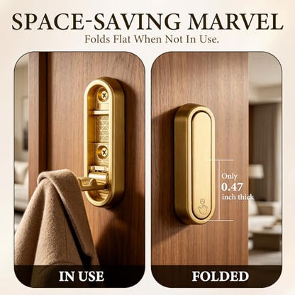 Folding Wall Hooks, 4 Pack Gold Heavy Duty Coat Hooks, Screw Mounted - color: Gold, size: 4 Pack