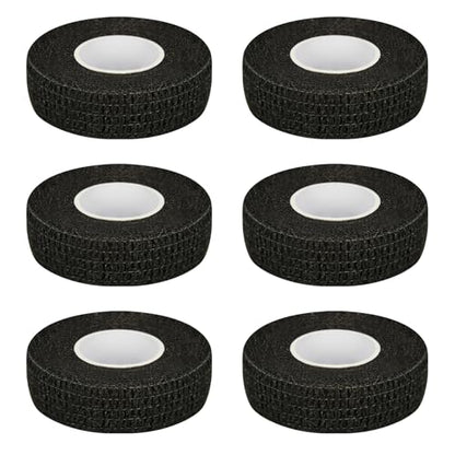 6pcs 1/2in Self Adhesive Bandage Wraps, 5 Yards Black - color: Black, size: 1/2in