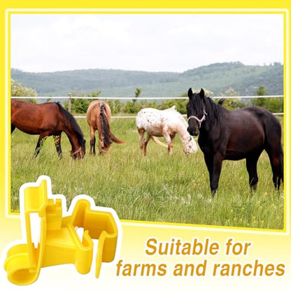 Chunful 100 Pcs T-Post Poly Tape Insulator Large Snap T-Post Holding Electric Fence Insulator for Farm Fence (Yellow) - color: Yellow