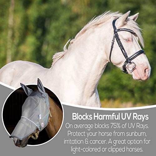 Derby Originals Reflective Fly Mask with One Year Warranty - with Ears and Nose Cover - color: Summer Blue