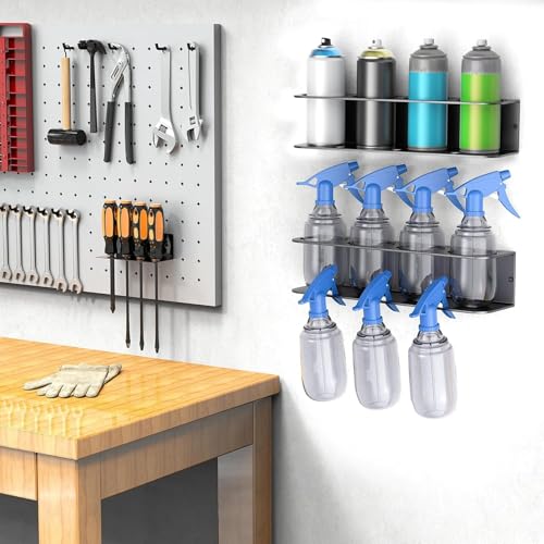 WALMANN Wall Mount Spray Bottle Holder, Metal Spray Can Storage Rack - style: Holds 16 Cans