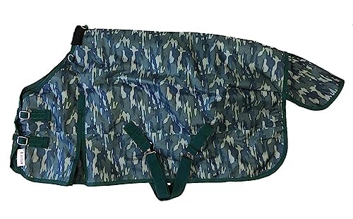 1200D Waterproof Winter Pony Blanket - 300g Heavyweight Turnout with Fleece Collar, Shoulder Gussets & Tail Flap - Turquoise 58" - color: Turquoise, size: 58 Inches