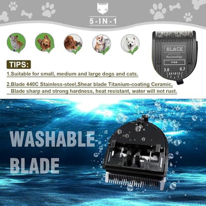 Adjustable Dog Grooming Clipper 5-in-1 Blade Compatible with WAHL Professional Animal Clipper Arco, Bravura, Chromado, Creativa, Figura, and Motion Pet, Dog, and Horse(Black) - color: Black/Pc