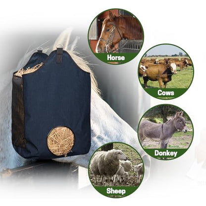 2 Pcs Hay Bags for Horse, Large Capacity Feeding Bag - color: Small Blue