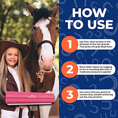 EquiGroomer 8-Inch Deshedding Brush for Dogs & Horses, Pink - color: Pink