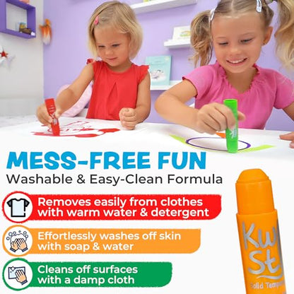 Kwik Stix Solid Tempera Paint Sticks - 12 Pack of White - Same Color Washable, Quick Dry (90 Seconds), ASTM Certified, Non-Toxic, Allergen-Free Kids & Toddler Art Supplies for Home, School & Crafts - color: White