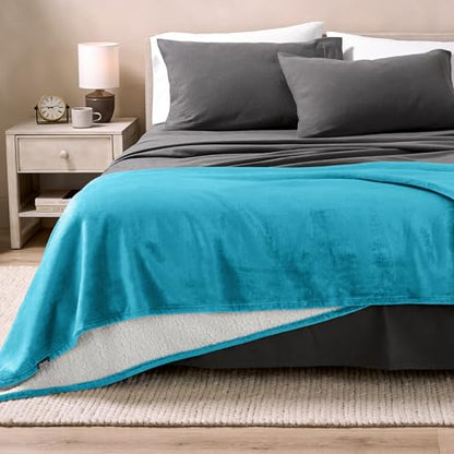 Bare Home Sherpa Fleece Blanket (Twin/Twin XL, Caribbean Sea) | Reversible Blanket for Bed, Sofa, and Couch, Warm & Lightweight, Fluffy & Soft - color: 16 - Caribbean Sea, size: Twin/Twin XL