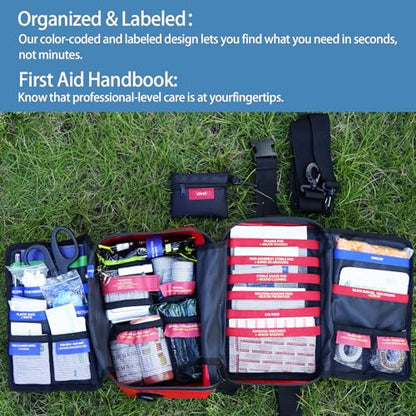 Besst Survivor Waterproof First Aid Kit -Complete Trauma Gear With Labeled Storage, MOLLE System&CPR Kit, Practical Medical Kit For Boating, Marine, Camping, Hurricane, Vehicle And Household Emergency