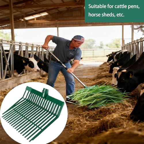 2 Green hay Fork Heads, 18-Tooth Manure Fork Replacement Head, ABS Plastic - color: Green