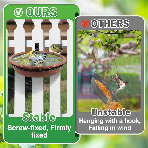 Alphatool Fence Bird Feeders Tray, 8.3" Dia., Brown - color: Brown, size: 1pcs