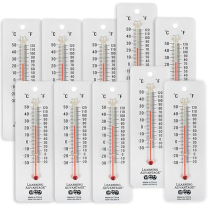 LEARNING ADVANTAGE Student Thermometers, Set of 10, Dual-Scale