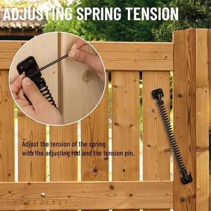11-1/2" Gate Door Spring Self Closing Heavy Duty Automatic Closure Hardware | Outdoor Door Spring Closer Spring Loaded Fence Gate Latch with Adjustable Tool for Wooden and Vinyl Fence, Black (1 Pack) - size: 11-1/2 Inch