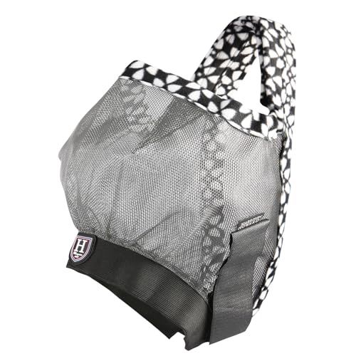 Harrison Howard Cattle Livestock Fly Mask Breathable Mesh Padded Edging with Fun Patterns Large Spacing Forelock Opening Design Adjustable Fit for Cattle Light Grey - color: Light Grey