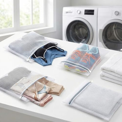 4Pcs Mesh Laundry Bags Delicates Lingerie Wash Washer Washing Machine Bag | 2 Medium 12 x 16 Inches & 2 Large 16 x 20 Inches