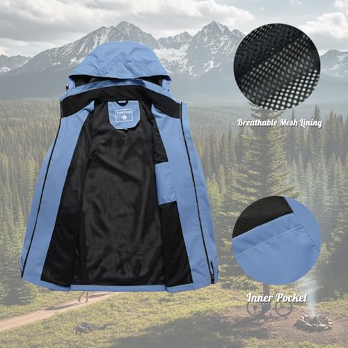 Men's Waterproof Shell Jacket, Lightweight Windbreaker Raincoat, Outdoor Trench Coat - color: Skyblue, size: Medium
