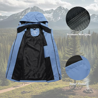 Men's Waterproof Shell Jacket, Lightweight Windbreaker Raincoat, Outdoor Trench Coat - color: Skyblue, size: Medium