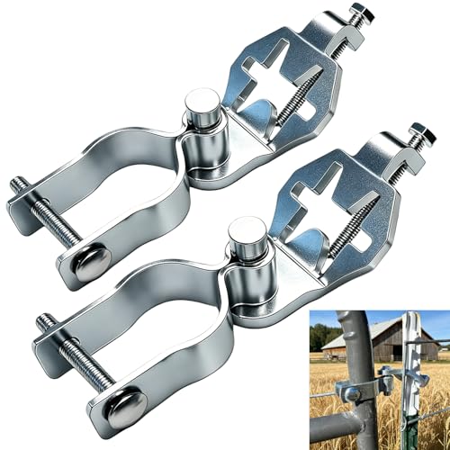 Galvanized Steel Heavy Duty T Post Gate Hinge Kit, Durable Chain Link Fence Gate Hinges for T Posts, T-Post Gate Hinge Pins, T Post Hardware Hinges for Gate Installation in Farm,Garden,Backyard Fence