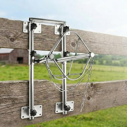 Heavy Duty Adjustable Stainless Steel Sturdy Goat Sheep Stand | Premium Reinforced Stainless Steel Livestock Trimming Goat Stand, 4-17.7 Inches Adjustable Height Animal Care Feeder Unit