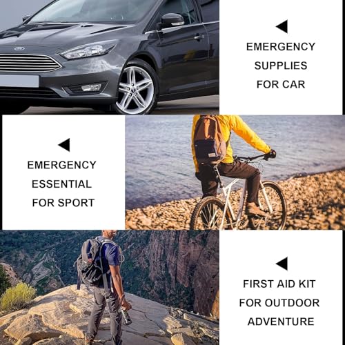 300Piece Travel First Aid Emergency Kit Home Essentials Hiking Survival Essential Kit for Outdoor Adventure Mini First Aid Kit for Backpack, Black 1st Aid - style: Black-300Pcs