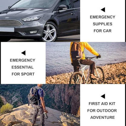 300Piece Travel First Aid Emergency Kit Home Essentials Hiking Survival Essential Kit for Outdoor Adventure Mini First Aid Kit for Backpack, Black 1st Aid - style: Black-300Pcs