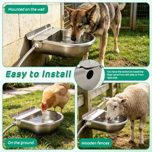 Automatic Livestock Waterer Bowl,304 Stainless Steel Float Valve Pet Bowl