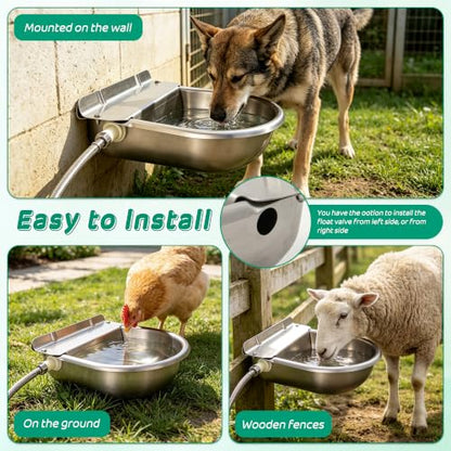 Automatic Livestock Waterer Bowl,304 Stainless Steel Float Valve Pet Bowl