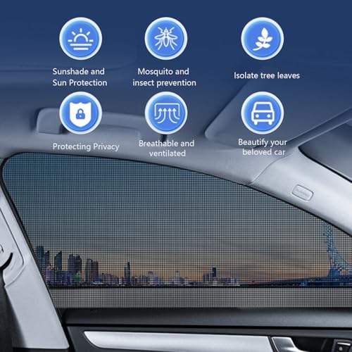 SLIMI 4 PCS Car Window Screens, Sunshade and Breathable Sun Screen Mesh,Multifunctional Double Layer Front and Rear Side Window Privacy Protection Car Window Shades Mesh, for Most SUVs (Black)
