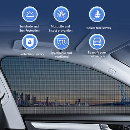 SLIMI 4 PCS Car Window Screens, Sunshade and Breathable Sun Screen Mesh,Multifunctional Double Layer Front and Rear Side Window Privacy Protection Car Window Shades Mesh, for Most SUVs (Black)