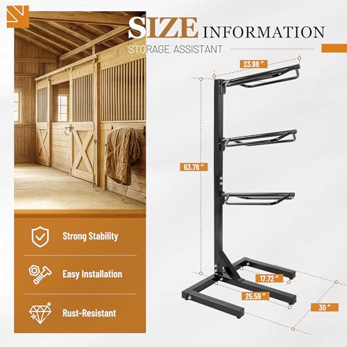 3 Tier Saddle Rack Heavy-Duty Saddle Stand for English and Western