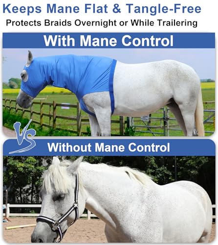 Horse Slinky Hood with Zipper, Stretchy Sleazy Hood Blue M - color: Blue, size: Medium