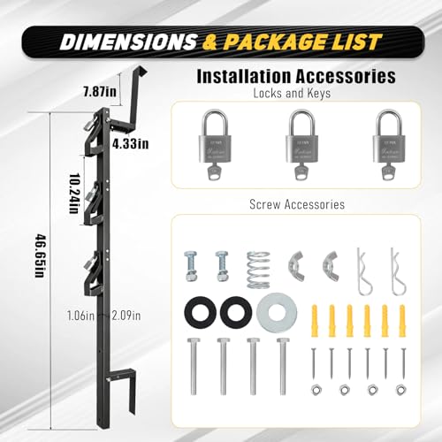 Black 3 Place Trimmer Weed Eater Rack for Open & Enclosed Trailer - size: 3 lock