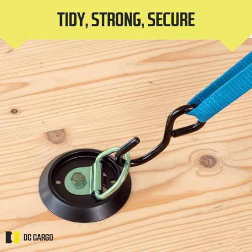 DC Cargo Mall 10 D-Ring Tie-Downs with Plastic Pan Fitting, Anchor Trailer Cargo Load with Floor Flush Surface Mount D-Rings; Safe Tie-Down Working Limit 533 pounds