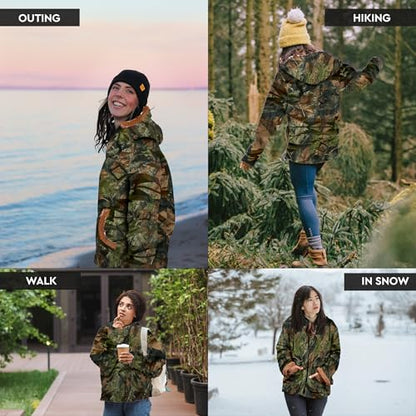 TrailCrest Women's Plush Sherpa Lined Hooded Plaid Zip-Up Jacket - color: Camo, size: Medium