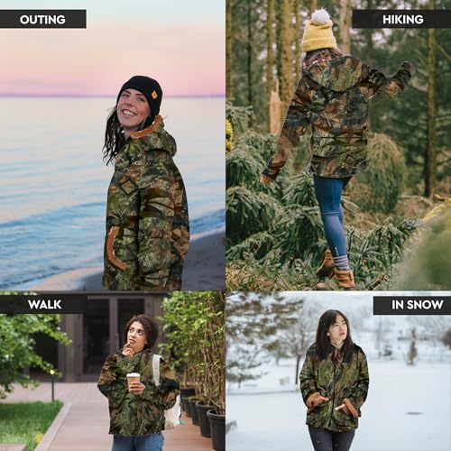 TrailCrest Women's Plush Sherpa Lined Hooded Plaid Zip-Up Jacket - color: Camo, size: Small